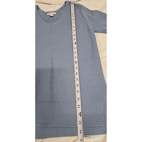 Athleta Hanover Refined V-Neck Sweater Heron Blue Merino Wool Blend Women’s XS - Picture 9 of 11